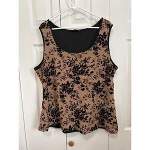 Bloomchic Sleeveless Velvet Floral Mesh Overlay Tank Size 22/24